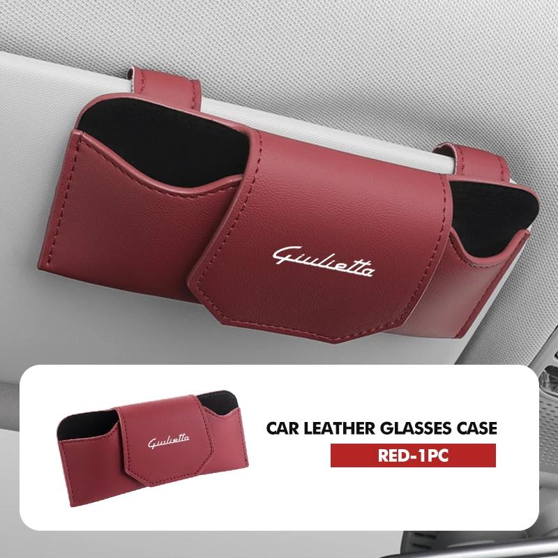 Para Alfa Romeo 2026 Pegatina Caliente Para Visera de Coche Alfa Romeo Gafas Cuero Resistente al Desgaste Gafas de Sol Caja Protectora Giulietta