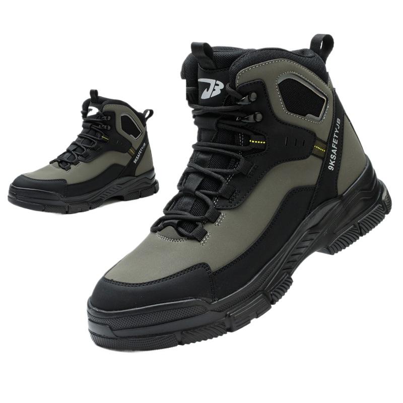Fashion Rotary Buckle Men Work Boots Safety Steel Toe Safety Shoes Indestructible Shoes Anti-smash Puncture-Proof Work Shoes 37-48