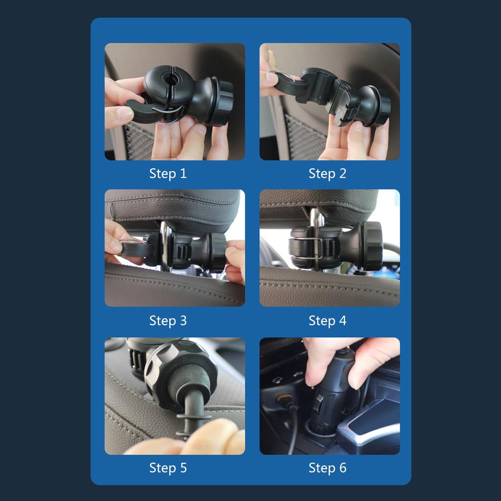 Electric Car Fans for Rear Seat Passenger Portable Car Seat Fan Headrest 360 Rotatable Backseat Car Cooling Air Fan