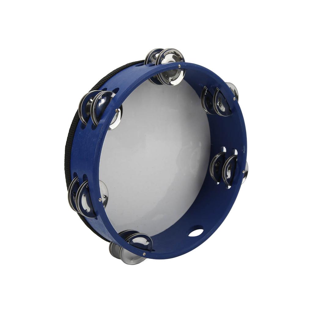Tamboerijn 8 inch handpercussie-instrument met belletjes voor kinderen en volwassenen, blauw