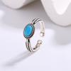 New Creative Literary Torem Blue   Copper Jewelry Elephant Carved Hollow Flower Opening Rings R159