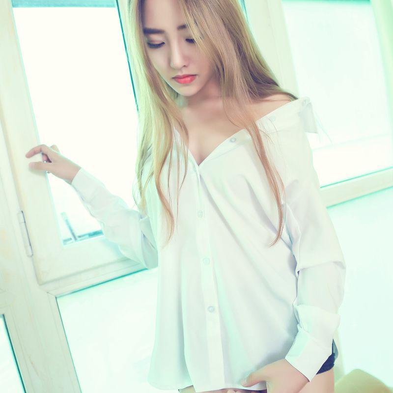 Women's Loose Fit Korean Style White Chiffon Shirt - Spring 2019 Sunscreen Top