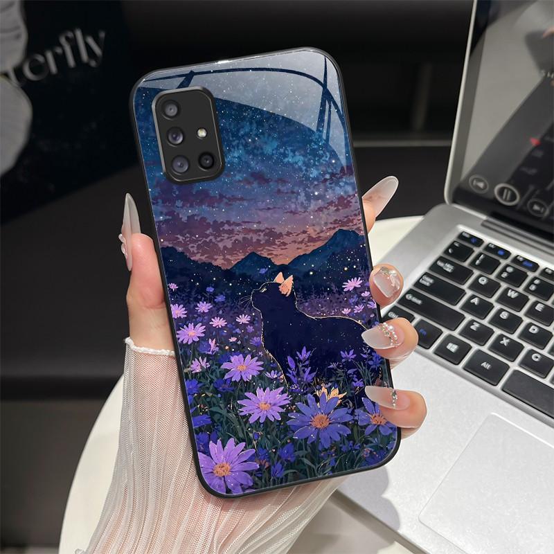 

For Samsung A71 4G 5G Phone Case Trendy Fantasy Design Tempered Glass Hard Bumper For Galaxy A 71 Full Protection Back Covers A71 (4G) SM-A715F