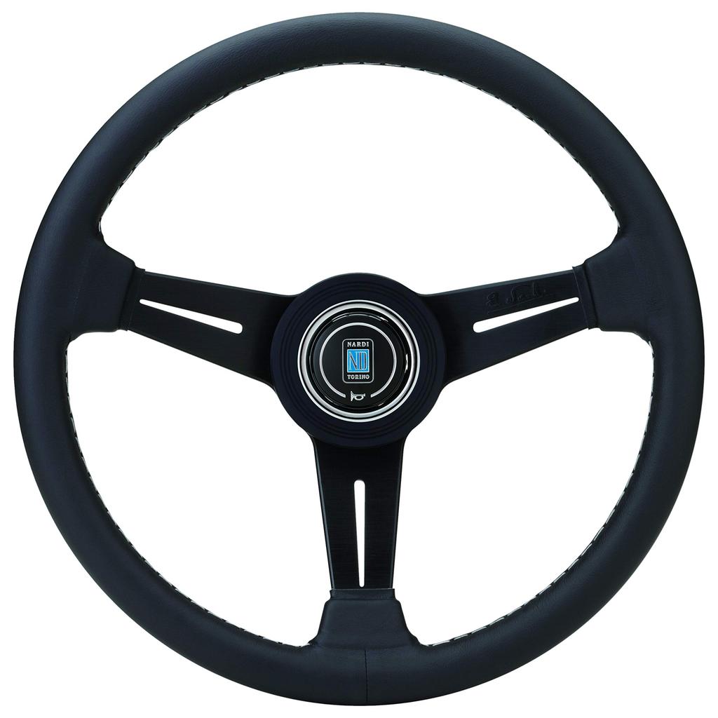 NARDI CLASSIC Black Leather Black Spoke 380mm Steering Wheel for N150 &
