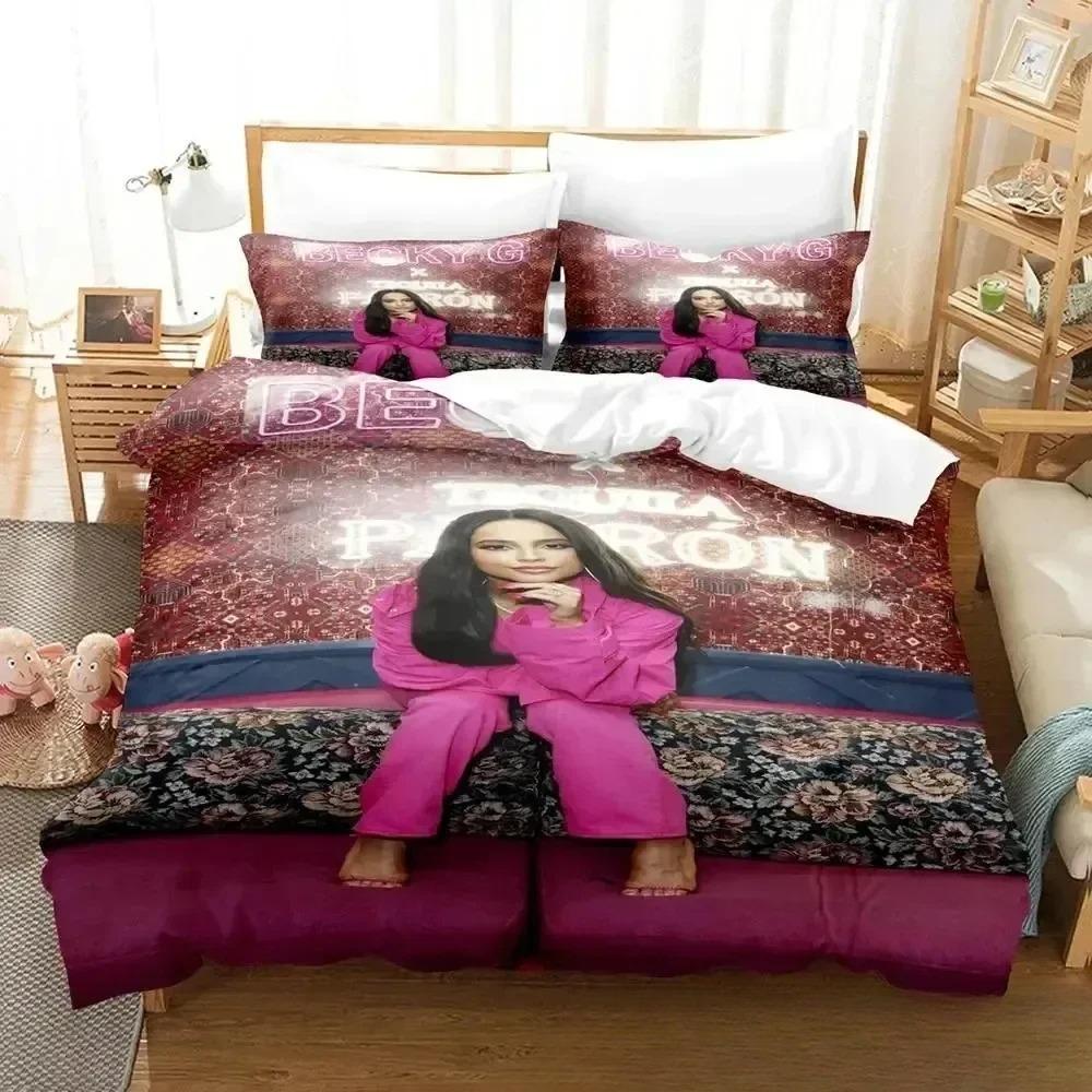 Juego de Ropa de Cama de la Cantante Popular Becky G Estampado 3D Funda Nórdica Funda de Almohada Decoración de Dormitorio para Adulto Niño Niña Regalo Tamaño Individual Doble Regalo