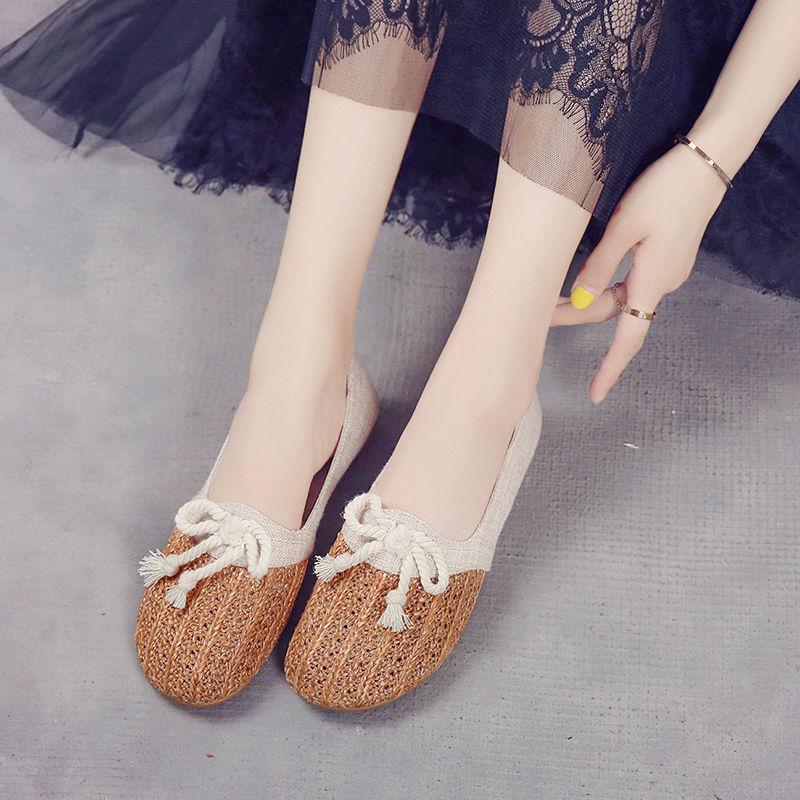 Summer New Arrival 2025 Flat Slip On Casual Linen Woman Footwear Sale Fashion Low Price Light Walking Breathable Shoes for Women