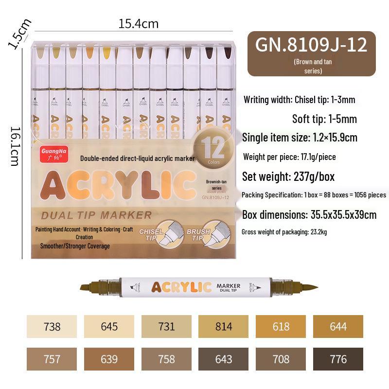 Guangna 8109 Stackable Double-ended Acrylic Marker Pens for DIY Doodling, Journaling, and Art