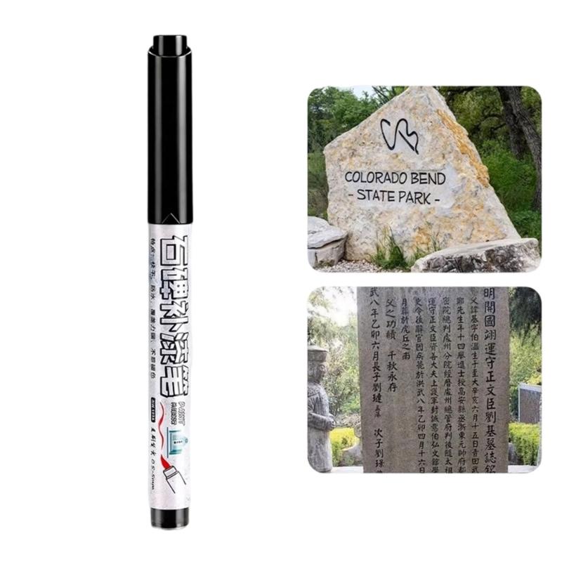 Stone Inscription Pen Fade And Water Resistance Stone Paint Marker For Outdoor Gravestones And Tombstone Restoration