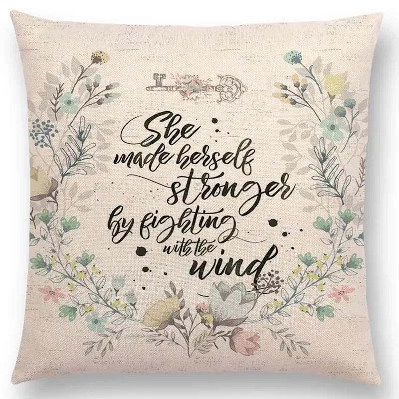 

Великолепные Цветы Наволочка для диванной подушки faИзящная Мысль Красивый Язык Блестящие Слова Декоративные Буквы Наволочка 66x66cm