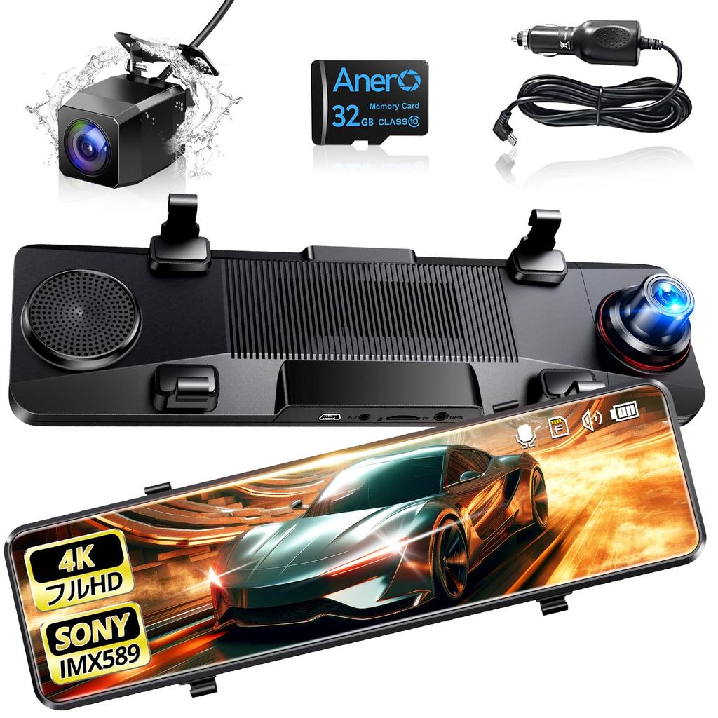 Dash Cam Evolution 4K HD Large Front and Rear WDR Viewing Full HD Touch LED Signal Digital Interior Loop Emergency Impact Parking Dedicated SD