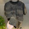 Men Stylish Shabby T-Shirt Loose Fit Casual Tee Sparkling Summer Tee Shirt for Party Holiday Street Wear