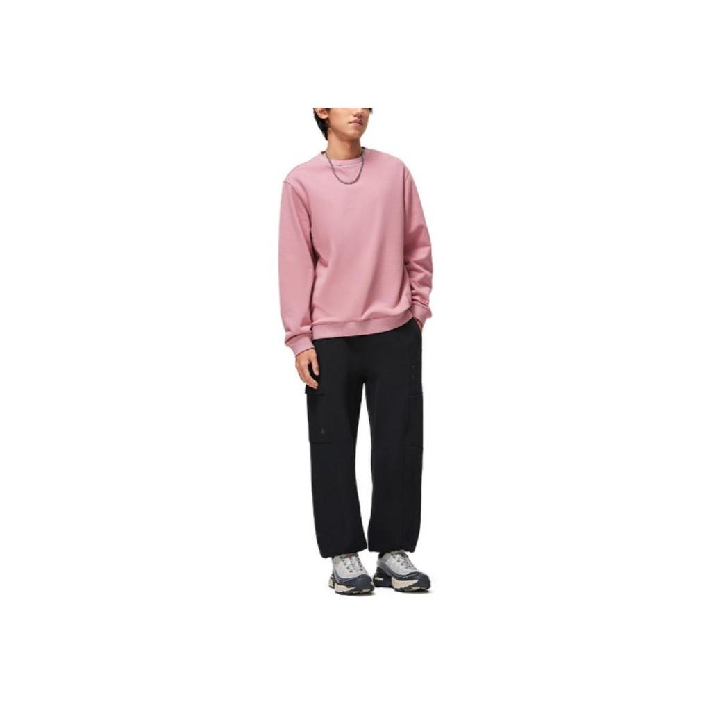 Li Ning China Color Series Solid Pullover Long Sleeve Sweatshirt Men sweatshirt Sumei-Pink AWDT965-3