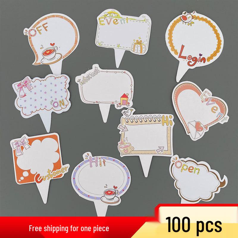 Cloud-Themed Birthday Cake Decorations with Blank Greeting Flags