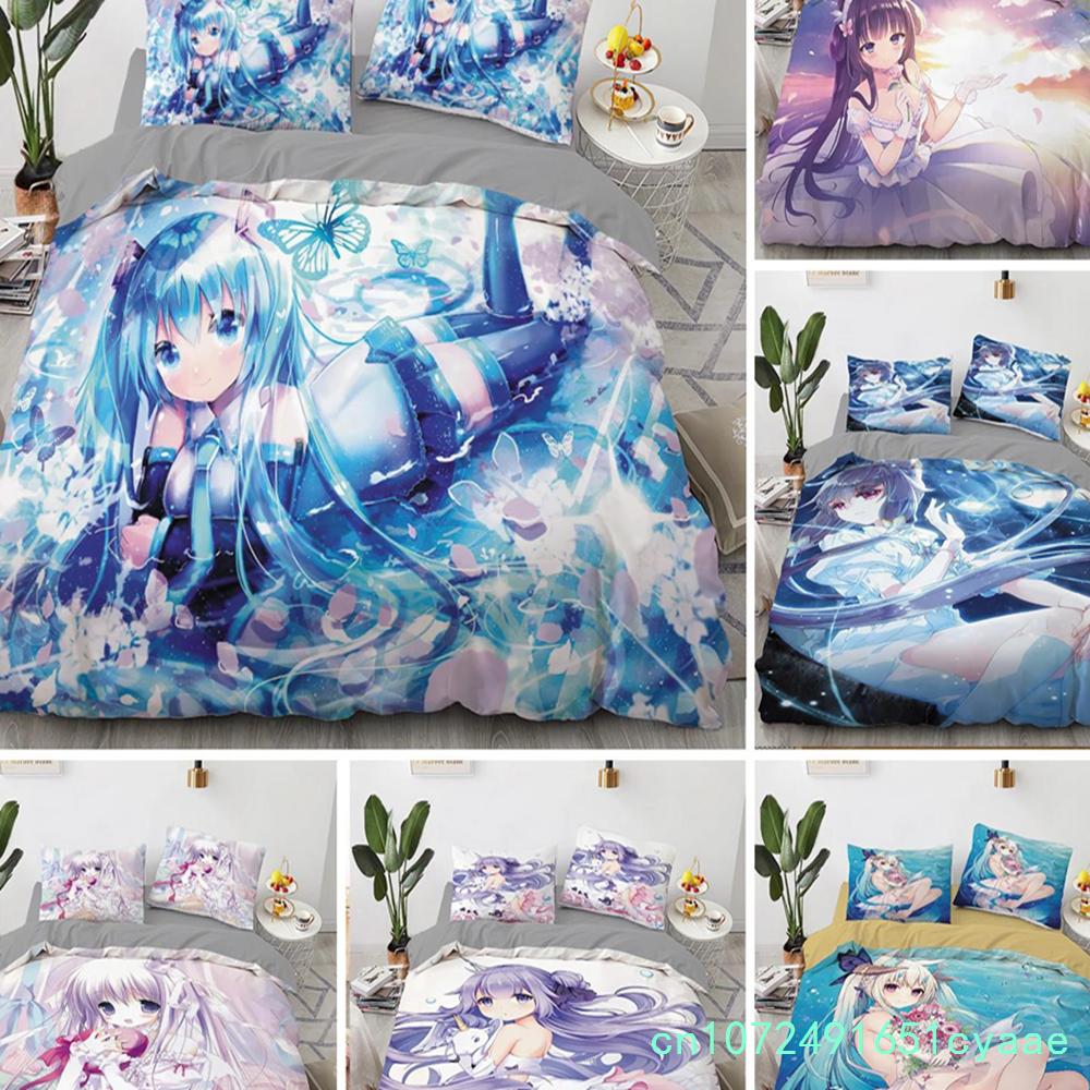 Anime Kawaii Bedding Set Japan Anime Loli Duvet Cover Set Kids Bedroom Cartoon 3D Printed Quilt Cover Bedroom Gift