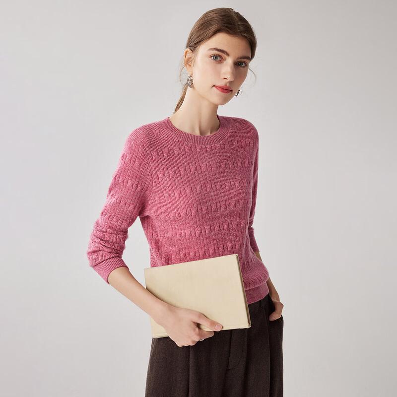 Zhaojun Women's 100% Cashmere Cable-Knit Crewneck Sweater