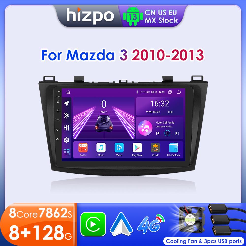 Hizpo 2Din Android 14 for Mazda 3 2010-2013 Car Radio Multimedia Player Stereo Navigation Carplay 4G Speakers Head Unit Intelligent Video Audio GPS