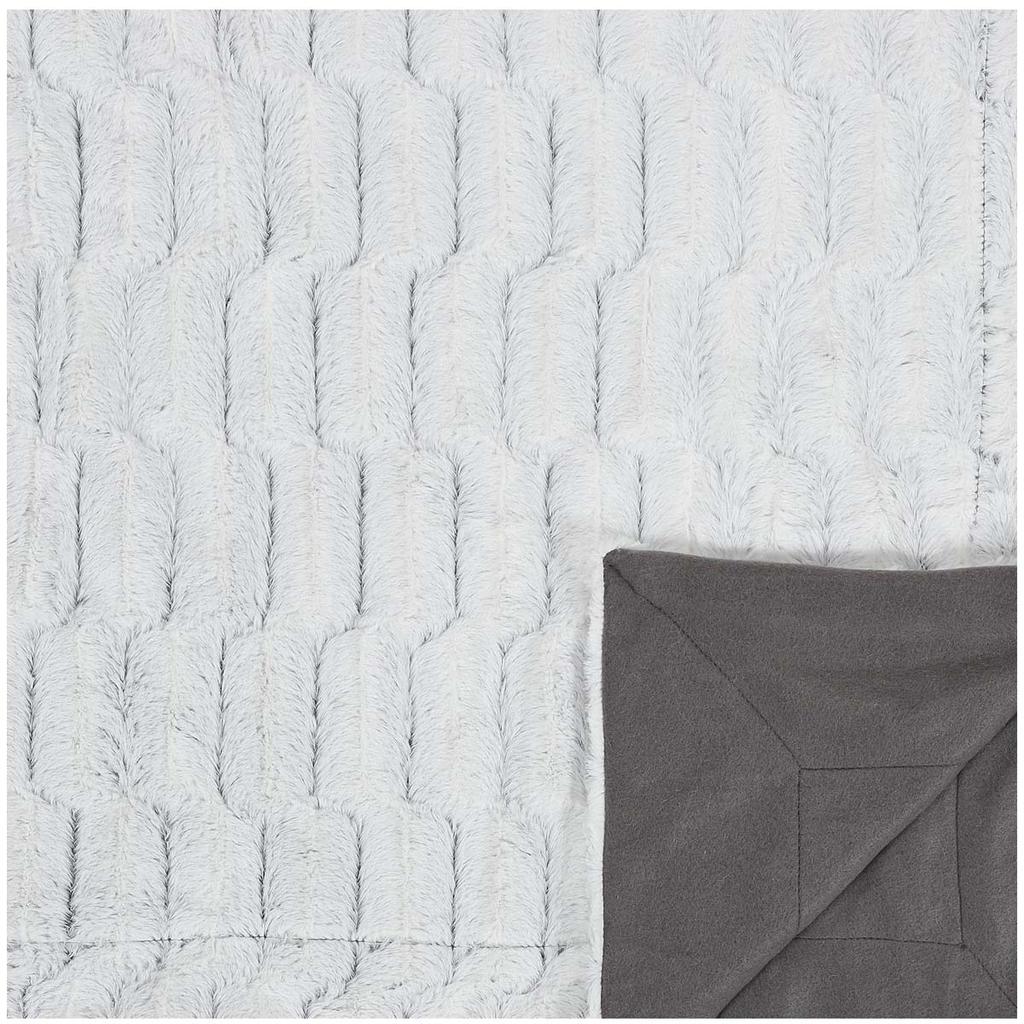 Les Trésors De Lily [A0886] - Πλεκτή γούνα 'Scarlett' γκρι καρό - 140x200 εκ.