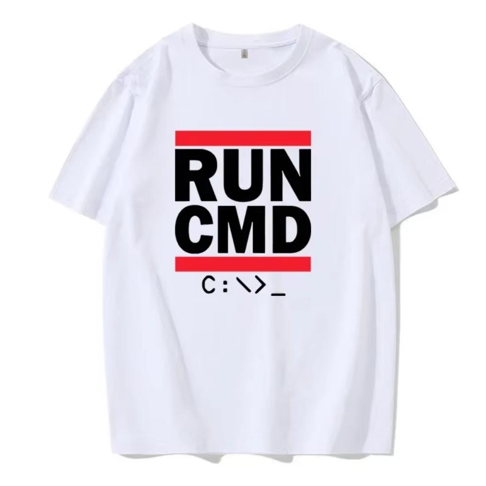 Men's Summer T-shirt Run Command Computer Programmer Letter Printed Casual Fashion Cotton T-shirt