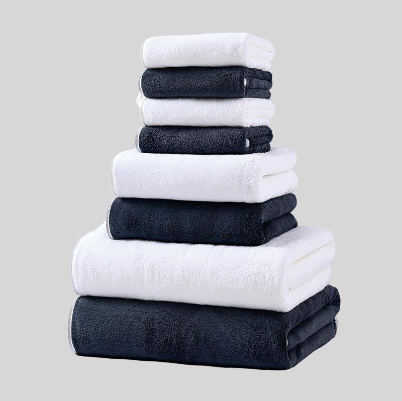 8 PC Coral Velvet Towel Bath Towel Square Towel Eight Piece Set Absorbent Soft Bath Towel Set Comfortable Textile Towels for The Home
