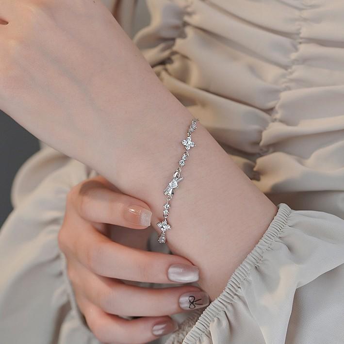 Bow Four-leaf Clover Bracelet for Women's Niche Light Luxury Temperament High-end Design Jewelry Girls Gift