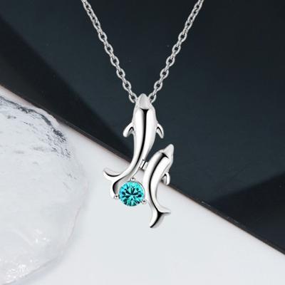 Náhrdelník s dvojitým delfínem a umělými diamanty ve tvaru zvířete Jemné zpracování Náhrdelník s nastavitelnou délkou