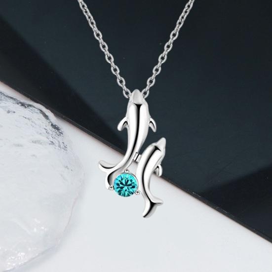 

Yousheng двойной дельфин ожерелье кулон с искусственными бриллиантами в форме животного тонкая работа регулируемая длина ожерелье