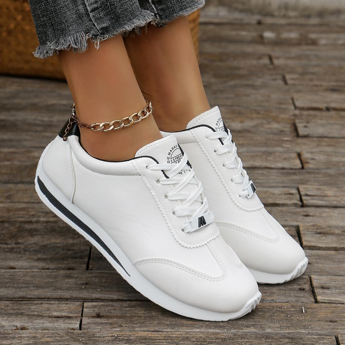 

Женская обувь Модные контрастные туфли белого цвета Женские одинарные туфли Женские кроссовки Туфли-лодочки Туфли-лодочки Туфли на шнуровке Повседневная обувь 36 чёрный