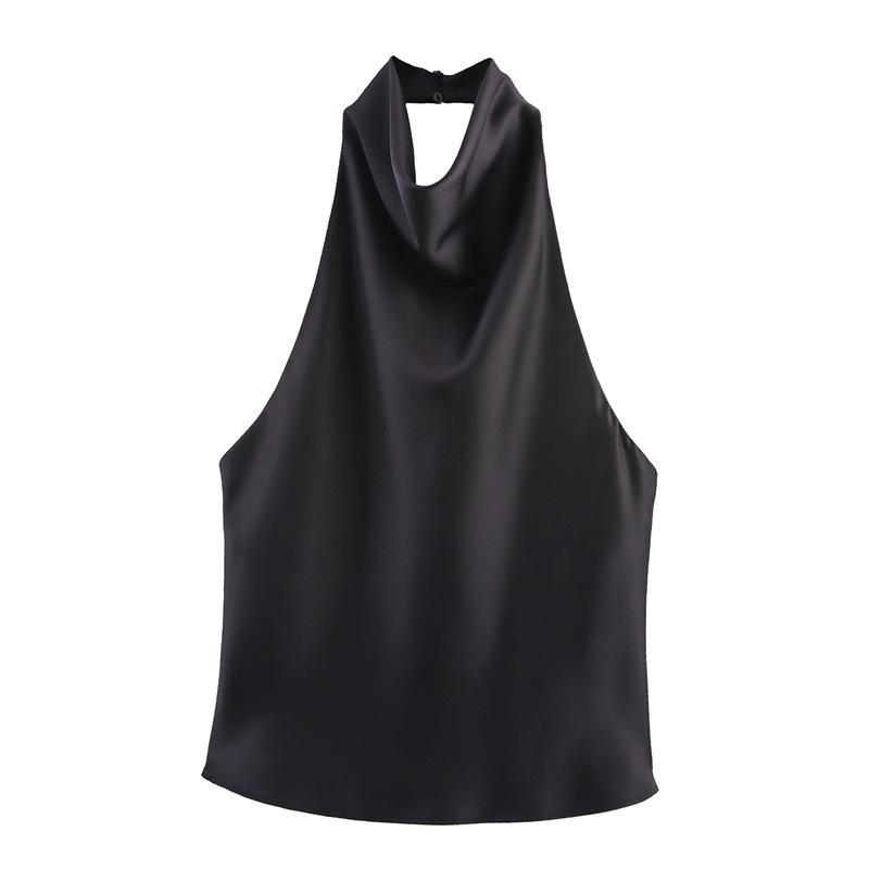 Vestido Midi de Manga Larga con Cuello Solapa Ajustado para Mujer Vestido de Tirantes Sedoso