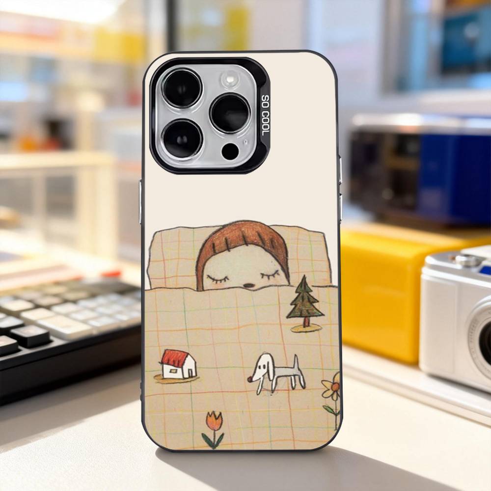 Y-Yoshitomos Art N-Nara Cute Phone Case For iPhone 17,16,15,14,13,12,11,Pro,XS,Max,Plus,Mini,SE4,E IMD Matte Black