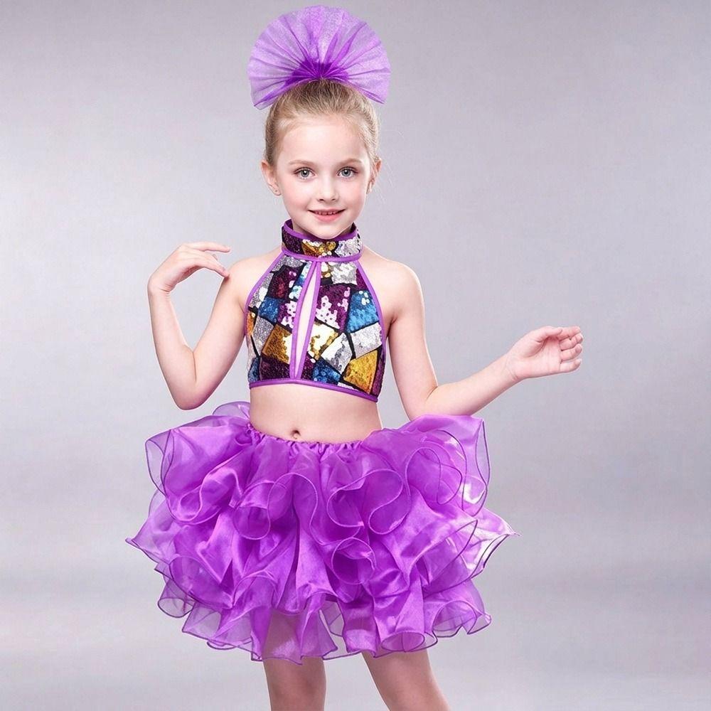with Headwear Jazz Dance Costume Romantic Children Dance Outfit Stage Performance Costume Kids