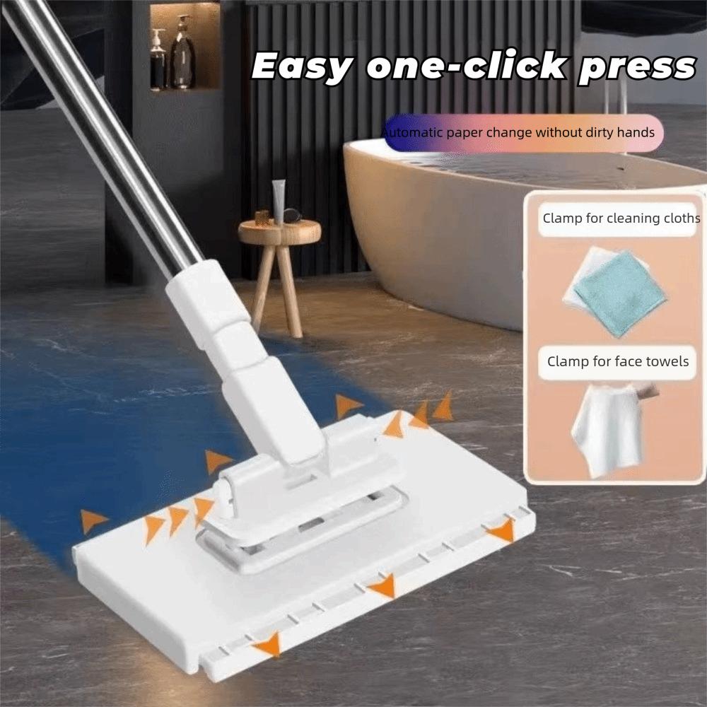 with 3 Reusable Cloths Dust Mops Clamping Automatic Mop Clip New Lazy Mop  Household