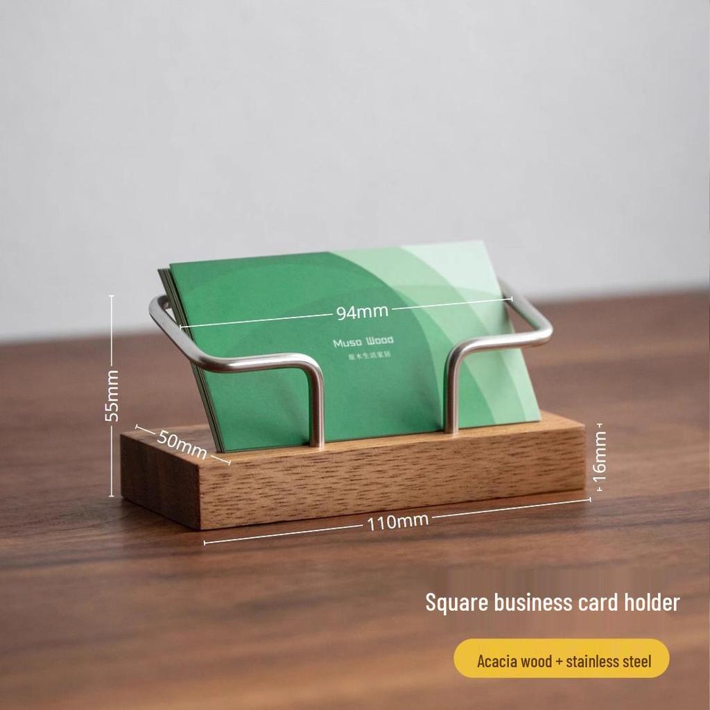 High-End Black Walnut Business Card Holder for Reception Desk with Large Capacity and Custom Logo.