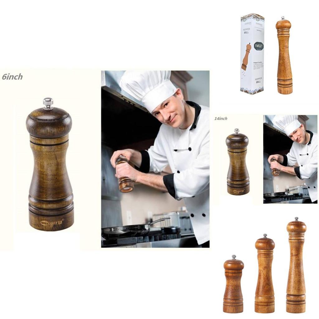 Wooden Salt And Pepper Mill Set With Antique Finish For Culinary Preparation And Kitchen Decor