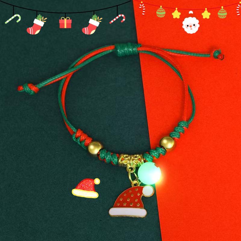 2025 Trendy Christmas Pendant Hand Rope with Santa Claus and Bell