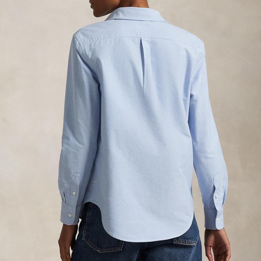 Polo Ralph Lauren Solid Color Button Down Collar Long Sleeve Shirt Women Shirts Blue WMPOSHTNDO20747-400