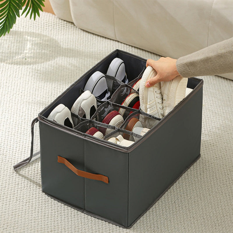 1pc Multiple Lattices Shoes Storage Box Foldable Separated Shoes Box Large Capacity With Handle Shoe Dispenser Shoes Organizer