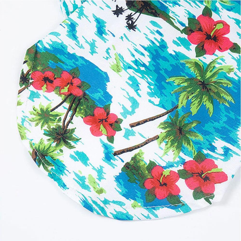 Hawaiian Style Dog Clothes Fashion Casual Puppy Dog Floral Polo Shirt Summer Pet Beach T-Shirt for Bulldog Doggie Cats Clothing