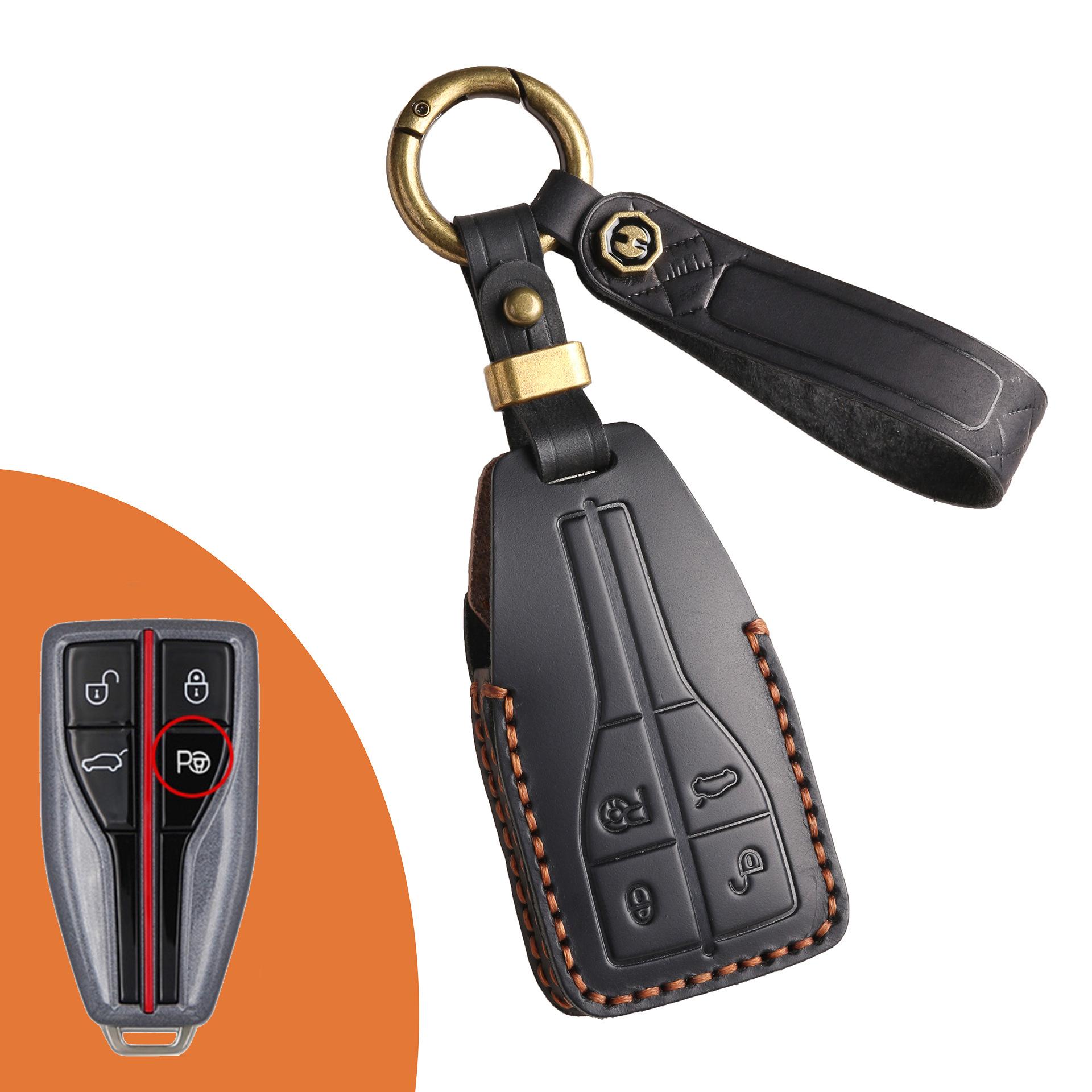 

Applicable to Hongqi Hs5 key cover H9/Eqm5/Hs7 car key case ring, high-end leather retro creative handmade