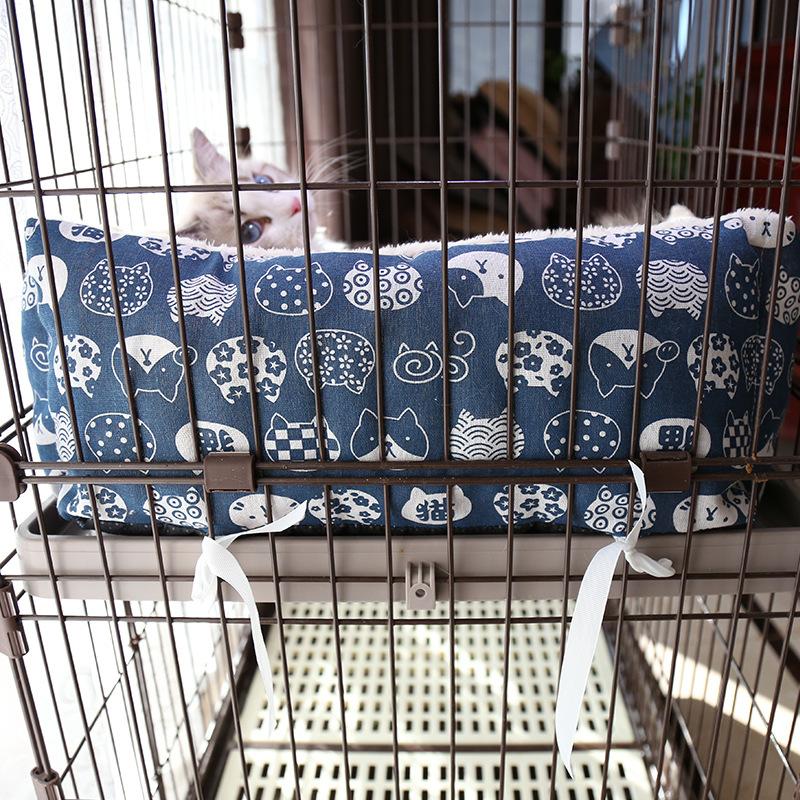 Zimowy Ciepły Mata do Klatki dla Kota Koci Nest Klatka Ogrodzenie Plus Aksamitne Pogrubienie Można Związać i Przymocować Sznurkiem Legowisko dla Zwierząt