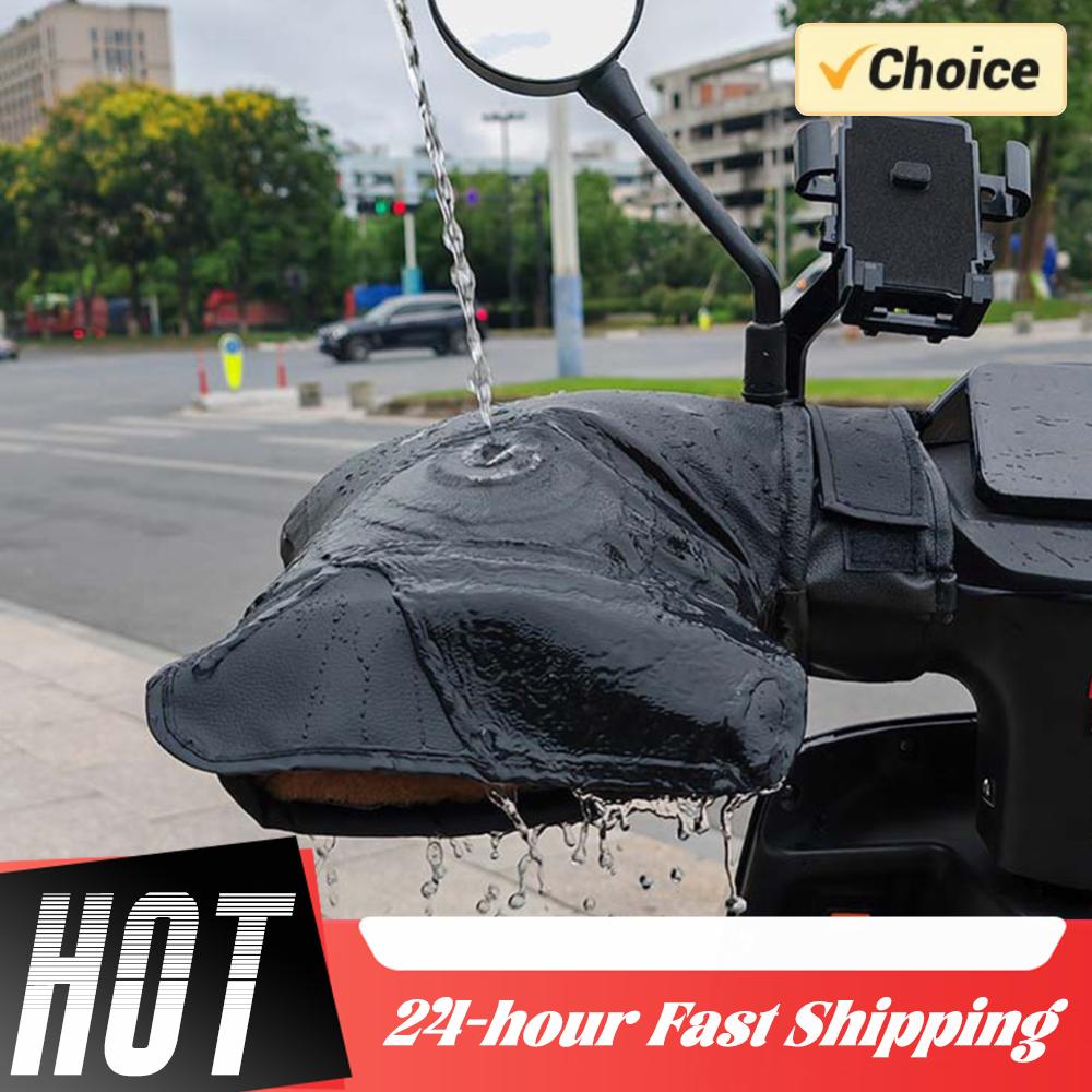 1Pair Motorcycle Handlebar Muffs Motor Scooter Thick Warm Grip Handle Bar Muff Rainproof Winter Warmer Gloves for Outdoor Riding