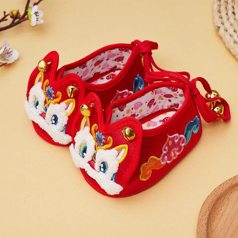 

Младенческие туфли с мягкой подошвой и вышивкой - Дизайн Дракон и Тигр Foot length 10.5cm, inner length 11cm [Size 12]