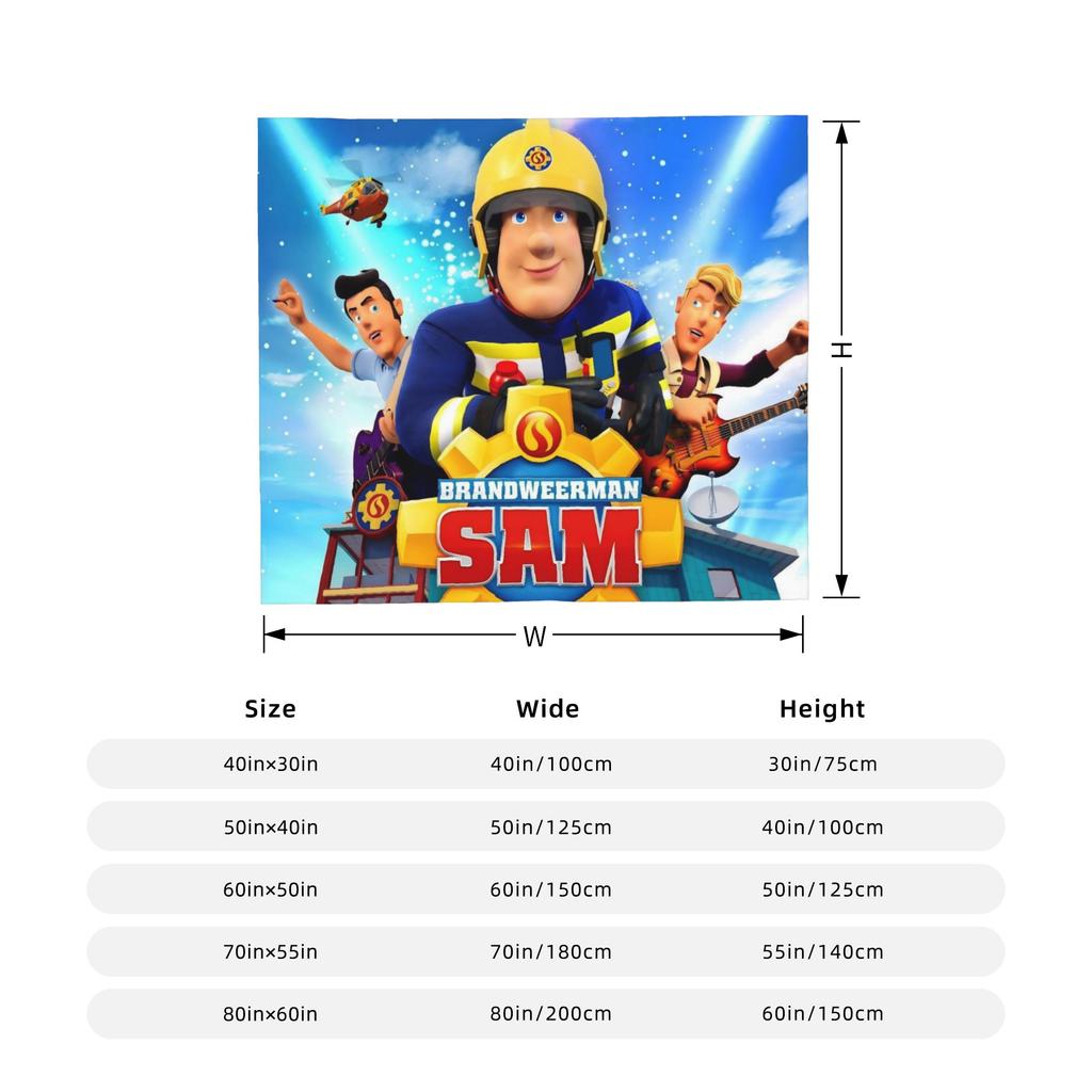 Fireman Sam Wool Blankets Firefighters Novelty Throw Blankets for Bed Sofa Couch 150*125cm Rug Piece