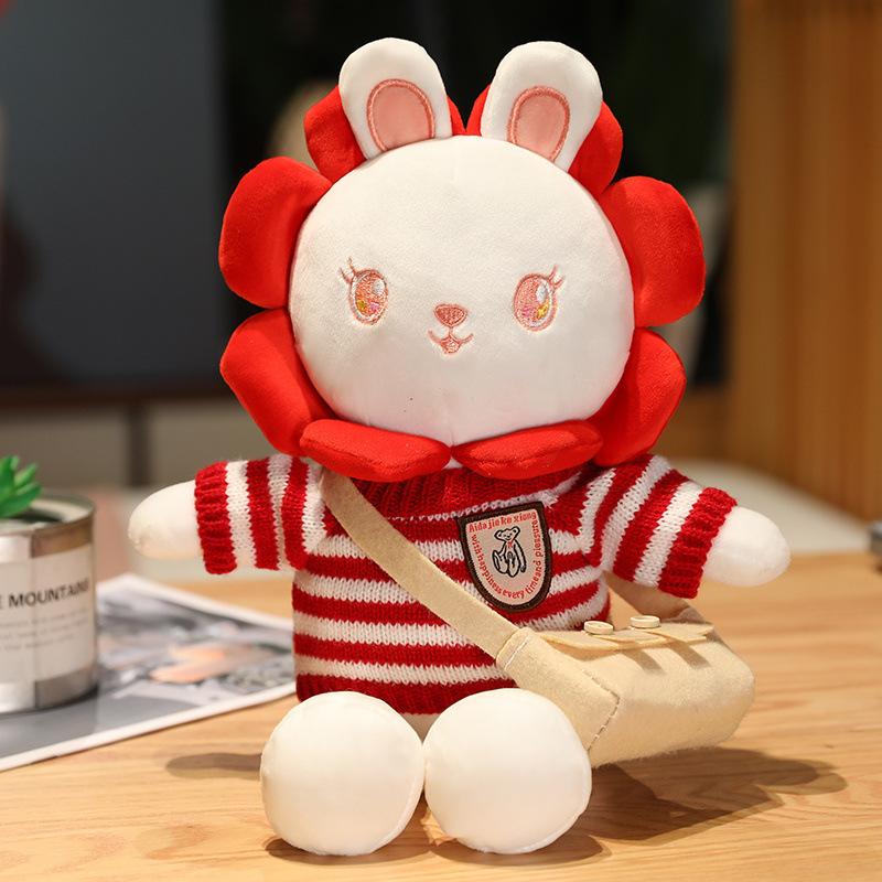 Cute Sun Flower Drag Rabbit Plush Doll Doll Creative Children's Rag Doll White Rabbit Birthday Gift