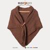 Women S Knitted Triangular Scarf With Buckle Dual Use As Shawl And Neck Warmer