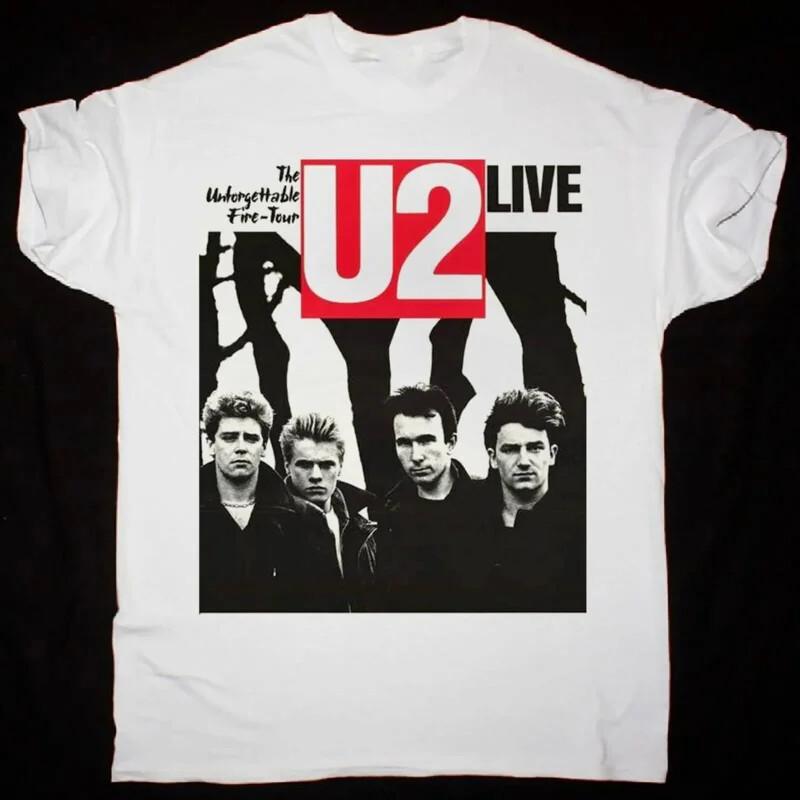 Rare U2 The Unforgettable Fire Tour White Men T Shirt S to 5XL Gift Fans Unisex T-Shirt XXL