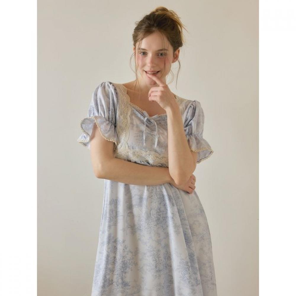 Lunaluz Women S Garden Waltz waShable Short Sleeve Square Neck dreSS pajamaS