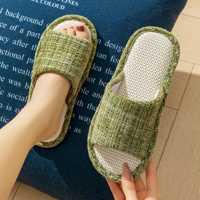 Linen Slippers Women's Spring and Autumn Four Seasons Indoor Household Cotton and Linen Home Non-slip Summer Male Couple