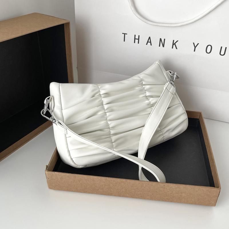Luxus Plissee Schulter Tasche Frauen Einfache PU Leder Tasche Designer Achselhöhle Handtasche Casual Lady Unterarm Tasche