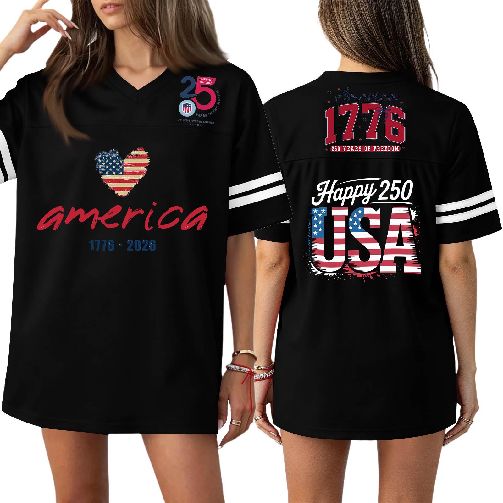 

Женская повседневная модная спортивная футболка с V-образным вырезом, принтом ко Дню независимости, коротким рукавом, топ L чёрный