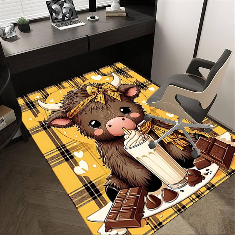 

1PC cow plaid Non-Slip Floor Carpet Compatible for Office&Living Room&Bedroom&Dining room - Flat - Weave Machine-S0331 60cm by 90cm